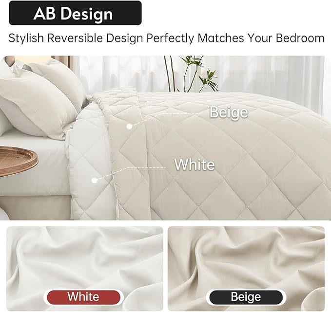 MUXHOMO 7 Pieces King Comforter Set, Reversible Bed in a Bag King Size - Image 3