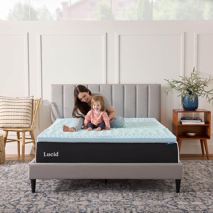 LUCID 2 Inch Gel Memory Foam Mattress Topper, California King size – 5 Zones – - Image 7
