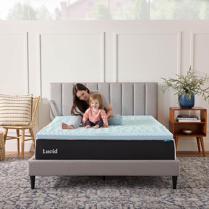 LUCID 2 Inch Gel Memory Foam Mattress Topper, Full size – 5 Zones – Cooling Gel - Image 7