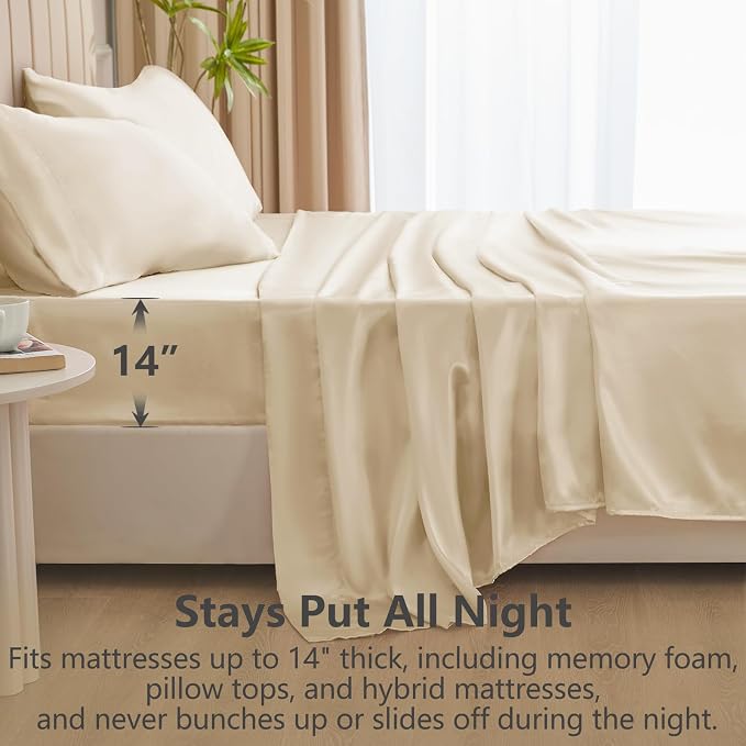 CozyLux Satin Sheets Queen Size Bed Set - Image 4