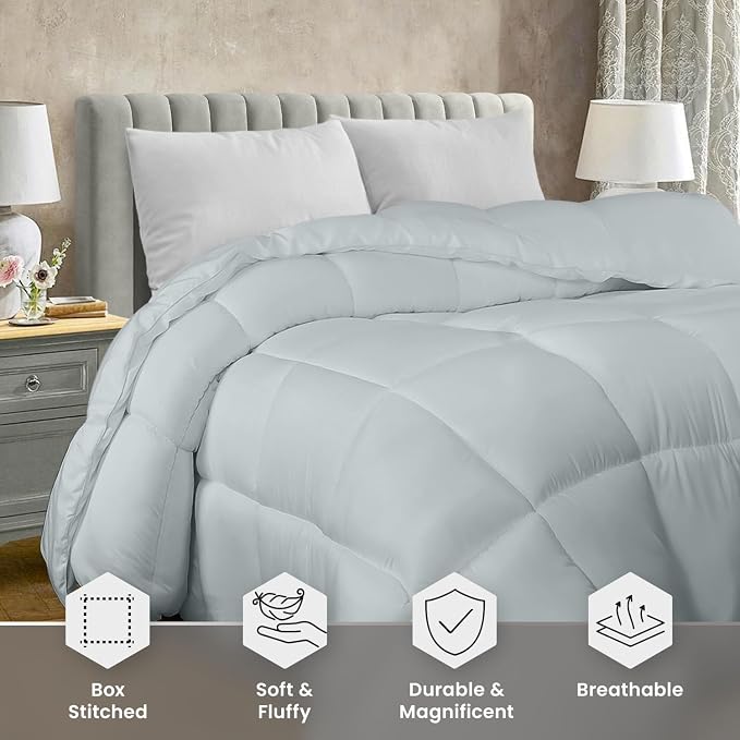 Utopia Bedding Twin Comforter Duvet Insert, Quilted Light Grey Comforter - Image 4