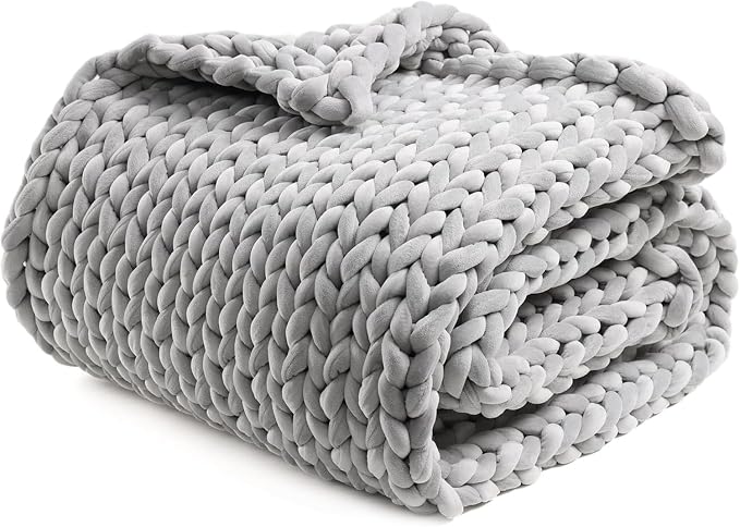 YnM Velvet Weighted Blanket, Handmade Chunky Knitted Design, Soft and Cozy by YNM