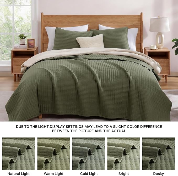 WRENSONGE Olive Green California/Oversized King Size Quilt Bedding Set - Image 7