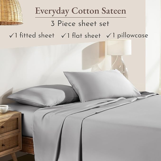California Design Den Natural 100% Cotton Sheets Twin XL Size Set - Image 4