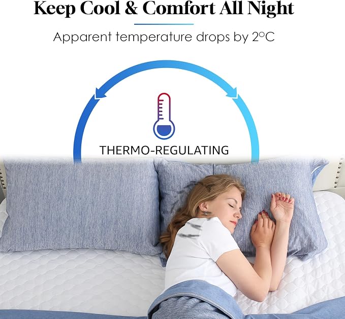 CHOSHOME Cooling Pillow Cases Zipper Pillow Covers Q-Max > 0.45 Zippered - Image 2