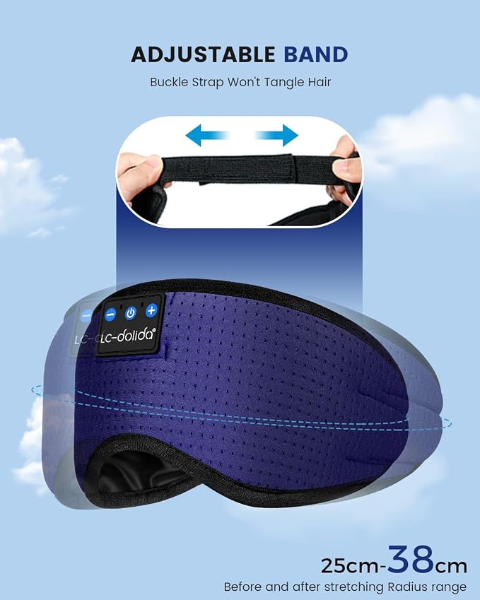 LC-dolida Sleep Headphones, Sleep Mask Bluetooth Wireless Music Eye Mask - Image 8