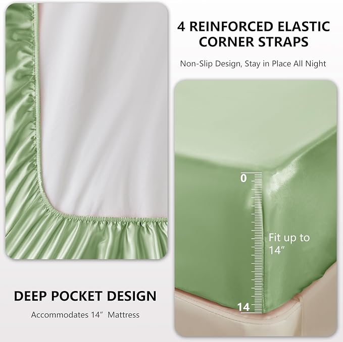 CozyLux Satin Sheets King Size Sheet Set - Image 4