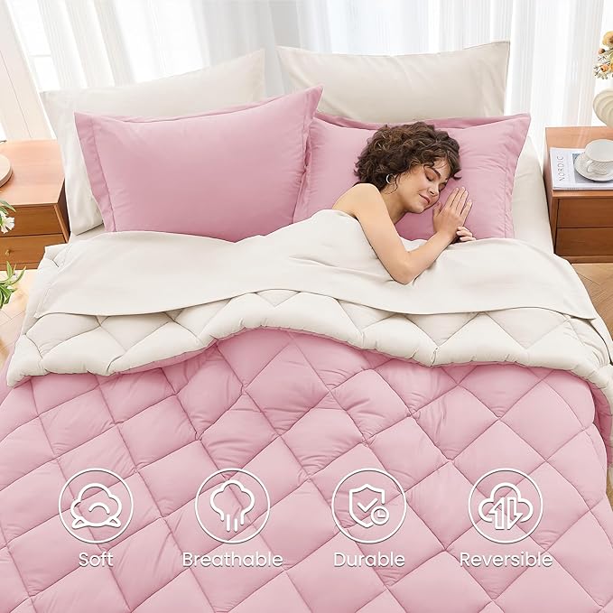 MUXHOMO 5 Pieces Twin Comforter Set, Reversible Bed in a Bag Twin Size - Image 6