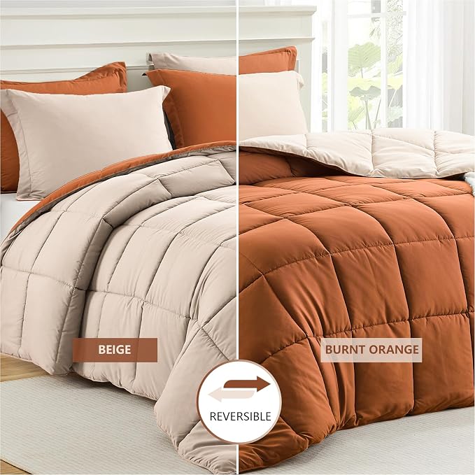 Homelike Moment Queen Comforter Set Burnt Orange, Comforters Queen Size Set - Image 2