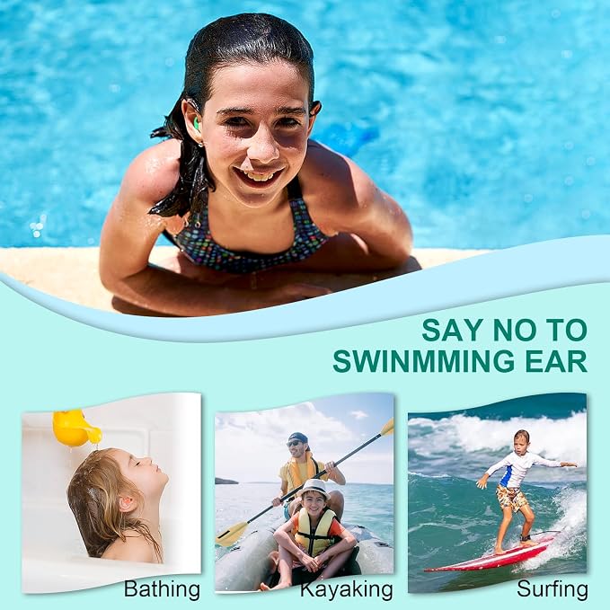 Kids Swimming Ear Plugs, 3 Pairs Waterproof Reusable Silicone Child Swim - Image 5