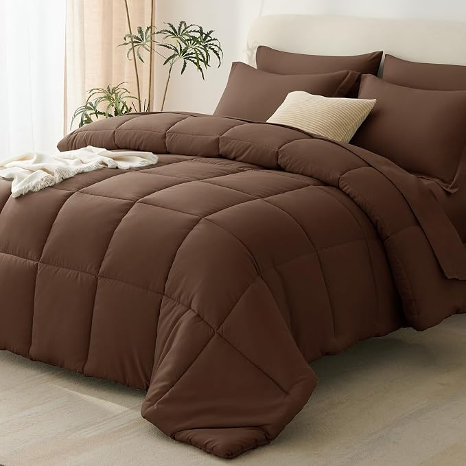 CozyLux King Size Comforter Set Brown by CozyLux