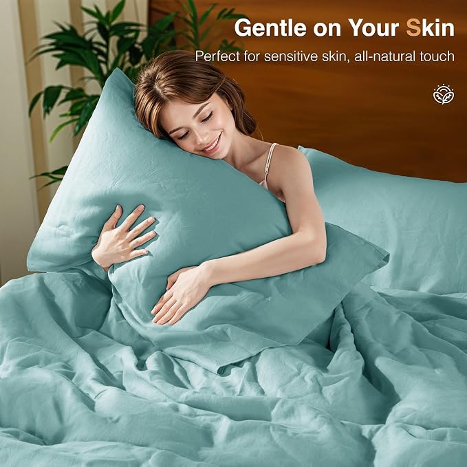 SONORO KATE 100% French Linen Duvet Cover Queen Size, Soft Breathable - Image 6