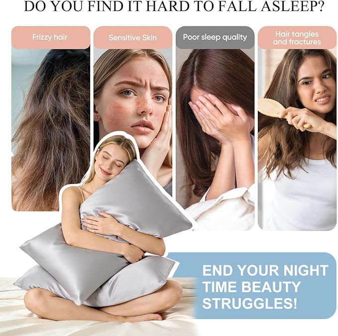 Cooling Pillowcases Set of 2 for Hot Sleeper, Night Sweats Beauty Sleep Reduces - Image 5