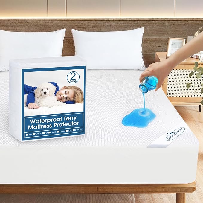 2 Pack Full Size Mattress Protector Waterproof Mattress Topper Cover Full by SpringspiritBedding