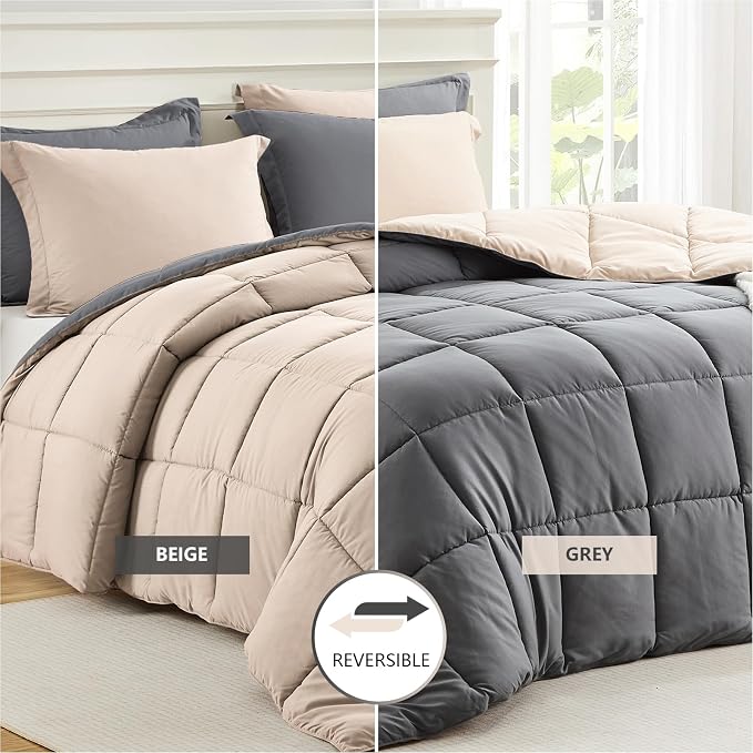 Homelike Moment King Size Comforter Set Beige, Comforter King Size Bed Set - Image 2