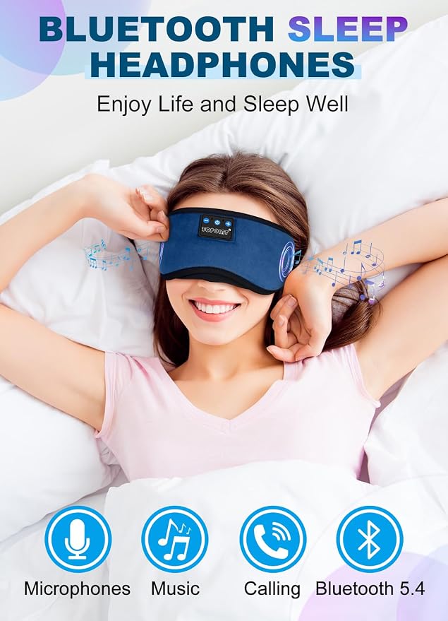 TOPOINT Sleep Headphones, Sleeping Headphones Bluetooth Sleep Mask - Image 2