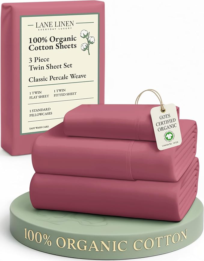 LANE LINEN Eco Friendly 100% Organic Cotton Twin Bed Sheet Set, Soft & by LaneLinen