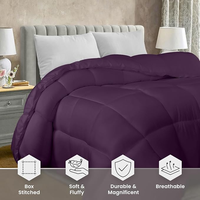 Utopia Bedding King Comforter Duvet Insert, Quilted Plum Comforter - Image 4