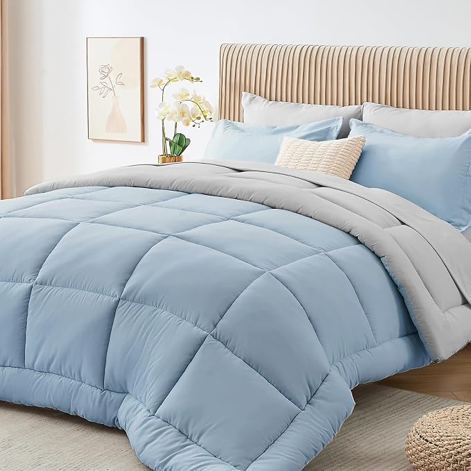 Sasttie Full Size Comforter Sets, 7 Pieces Reversible Bed in a Bag Full by SASTTIE