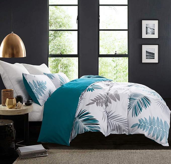 SLEEPBELLA Duvet Cover Twin, 600 Thread Count Cotton Leaf Botanical Pattern by SLEEPBELLA