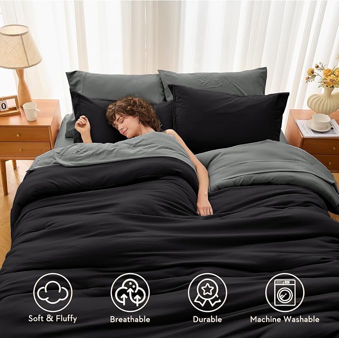 MUXHOMO 7 Pieces King Comforter Set, Soft Bed in a Bag King Size, All Season - Image 2