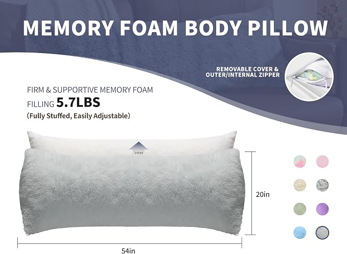 Fluffy Silk Full Body Pillow for Adults 20x54 Satin Body Pillow Cover Pillowcase - Image 4