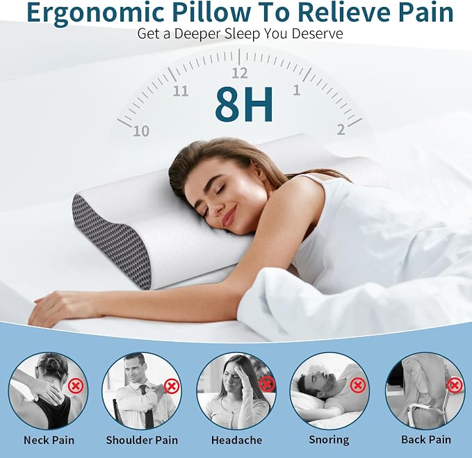 Cervical Neck Pillow for Pain Relief, Contour Memory Foam Pillows Ergonomic - Image 4