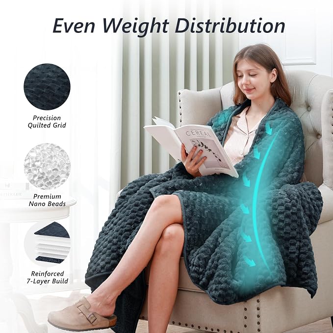 Mr. Sandman Weighted Blankets for Adults Queen Size 15lbs, Warm Sherpa Fleece - Image 3