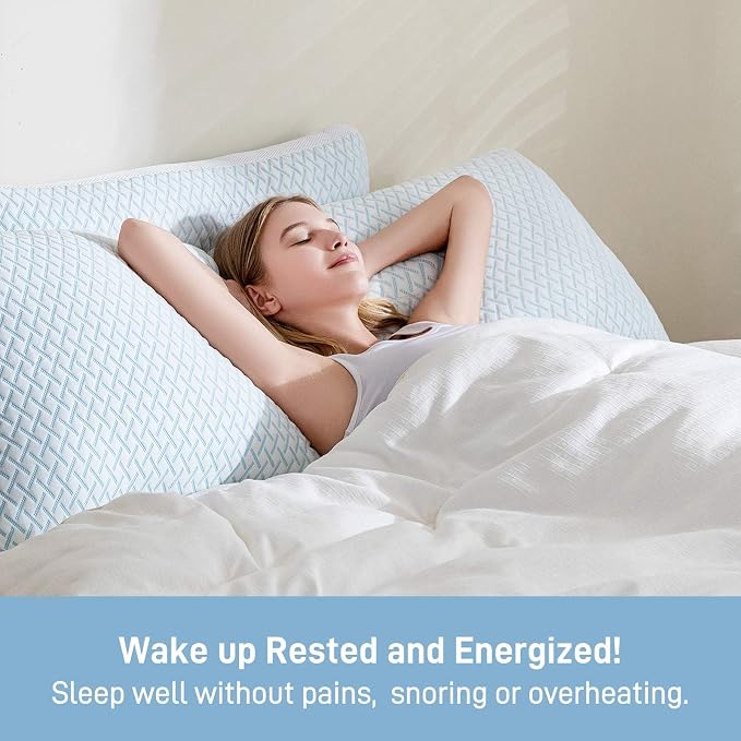 Ankwos Shredded Memory Foam Cooling Soft Bamboo Viscose Pillows Queen Size Set - Image 4
