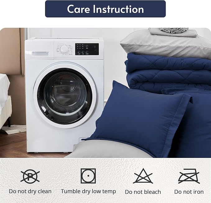 MUXHOMO 7 Pieces Oversized King Comforter Set, Reversible Bed in a Bag - Image 9