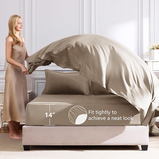 CozyLux Full Size Comforter Sets Khaki - Image 5