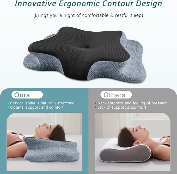 CHxxy Cervical Neck Pillow for Pain Relief Sleeping, Memory Foam Pillows - Image 4