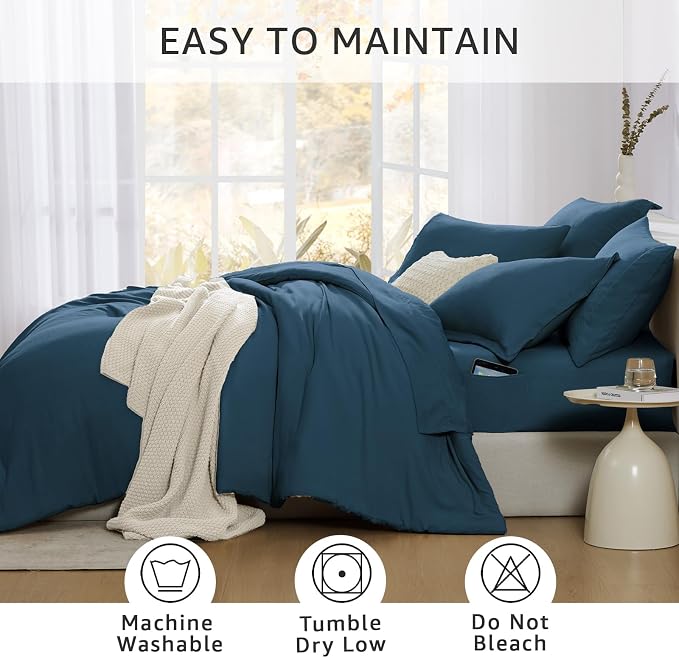 WRENSONGE King Size Comforter Sets- 7 Pieces Soft Serenity Blue Bed in a Bag - Image 4