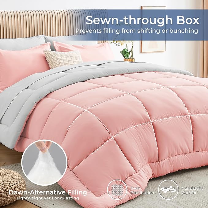 Sasttie California King Comforter Set, 7 Pieces Reversible Cal King Bed in a Bag - Image 3