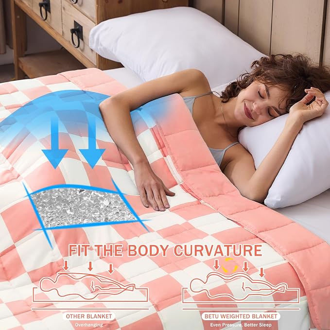 Pink Checkered Weighted Blanket - Image 4