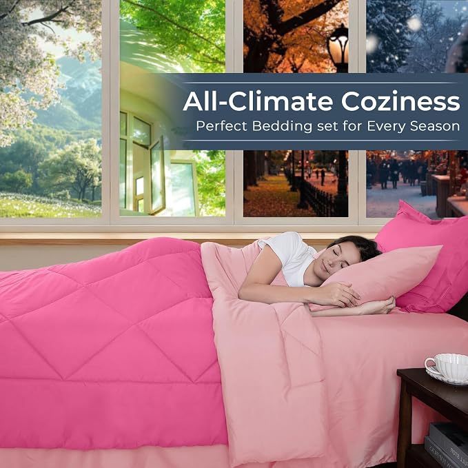 HEVUMYI Hot Pink & Baby Pink Twin-XL Comforter Set - Image 3