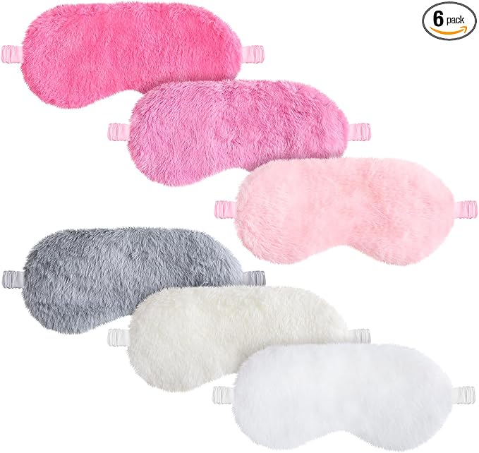 Cuffbow 6 Pack Plush Sleep Mask Set, Cute Plush Eye Masks by Cuffbow
