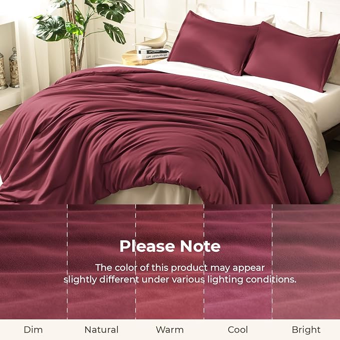 Litanika Comforters Twin XL Size Burgundy, 2 Pieces Lightweight Solid Bedding - Image 8