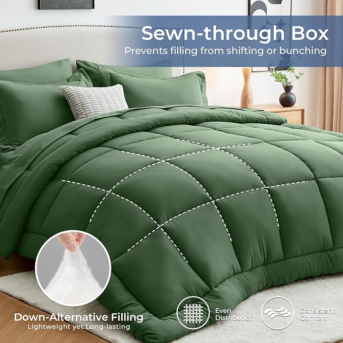 Sasttie Twin Comforter Set, 5 Pieces Bed in a Bag Twin, Complete Bedding Set - Image 3