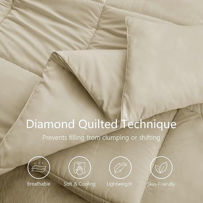 TEXARTIST Premium 2100 Series King Comforter All Season Breathable Beige - Image 2