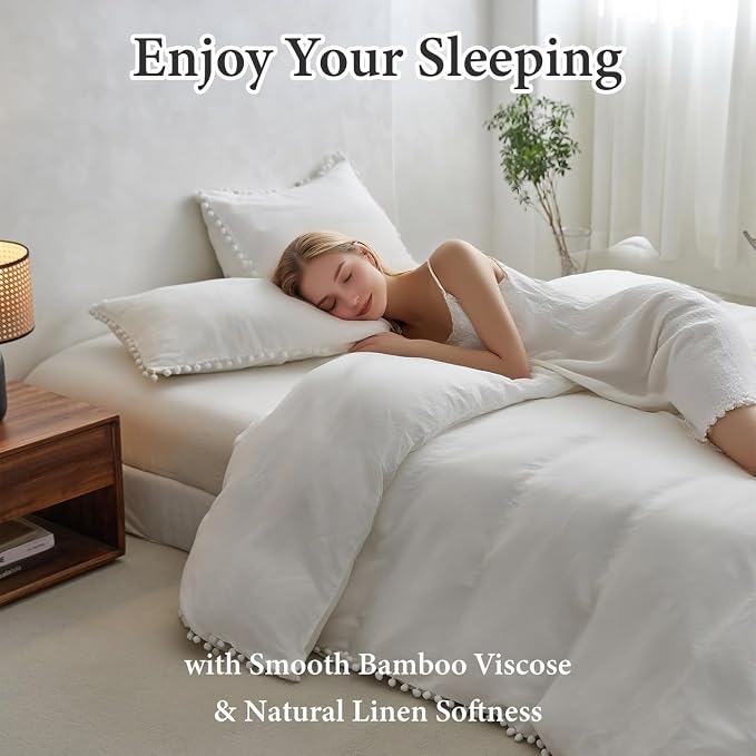 Simple&Opulence French Linen Blended Duvet Cover King, Flax Viscose Derived - Image 4