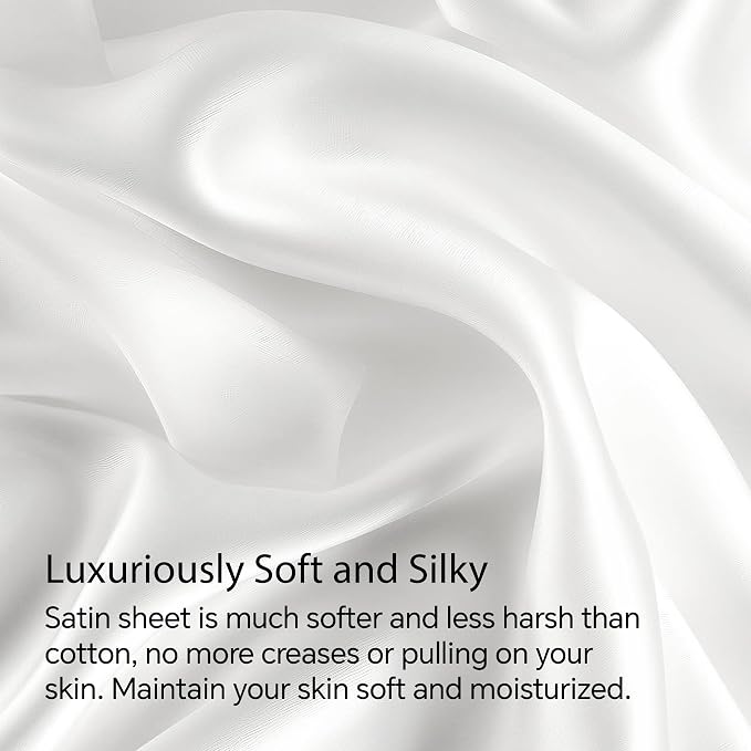 BEDELITE Satin Fitted Sheet and Pillowcases Set, Luxury Soft Similar to Silk - Image 3