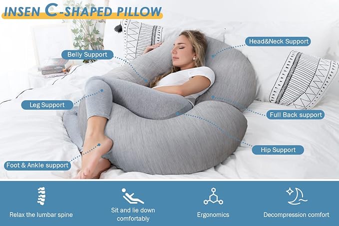 INSEN Cooling Pregnancy Pillow, Maternity Pillow - Image 3