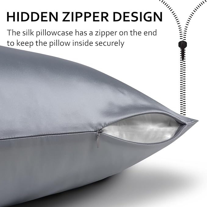 Ravmix Silk Pillow Cases with Zipper, 21momme Mulberry Silk Pillowcase - Image 7