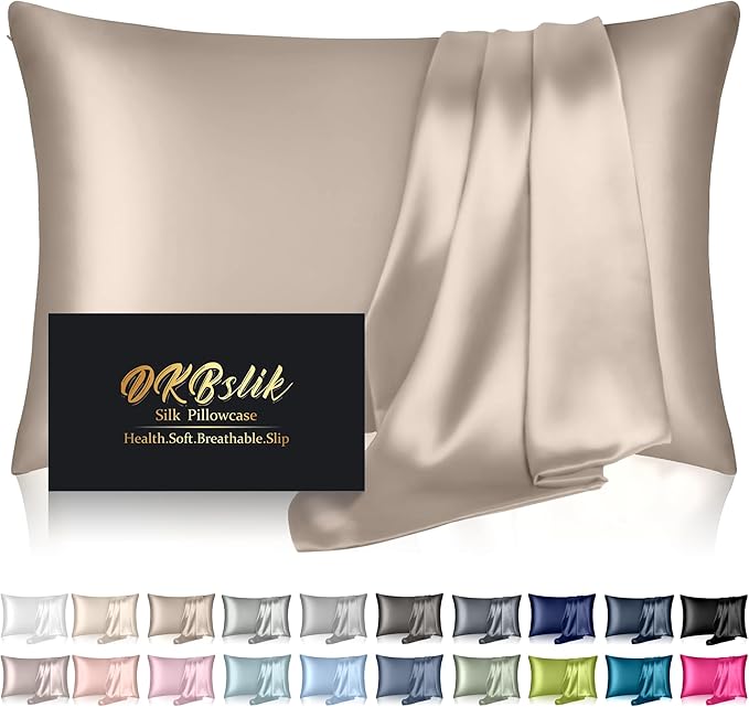 Silk Pillowcase for Hair and Skin, Mulberry Silk Pillow Cases Standard Size by HOME