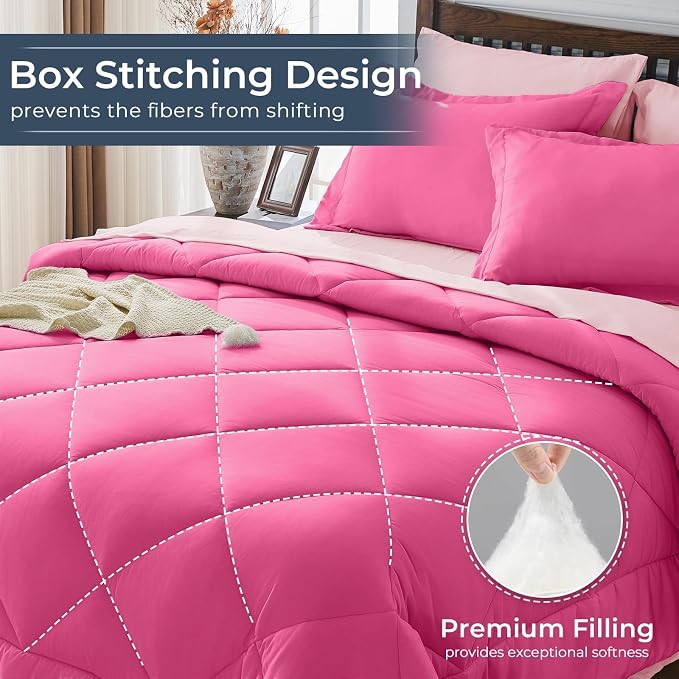 HEVUMYI Hot Pink & Baby Pink Twin-XL Comforter Set - Image 4