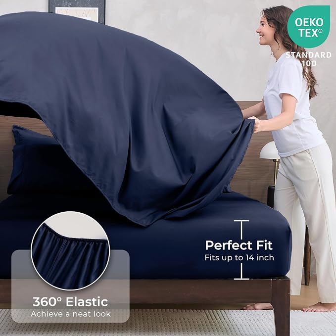 HEVUMYI Navy Blue Twin Comforter Set - Image 5