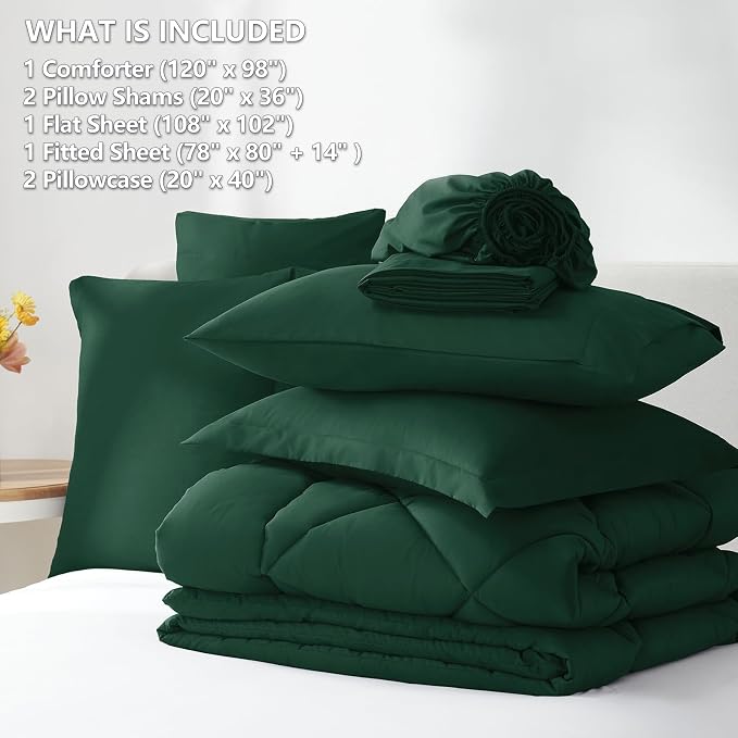 CozyLux Oversized King Comforter Set Emerald Green, 7 Pieces Bed in a Bag - Image 6