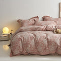 mixinni Duvet Cover Queen, Premium Cotton Double-Layer Yarn Pink Floral by mixinni