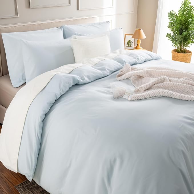 NEXHOME PRO Duvet Cover Set Queen Size Linen Look Textured Natural 100% Organic - Image 5